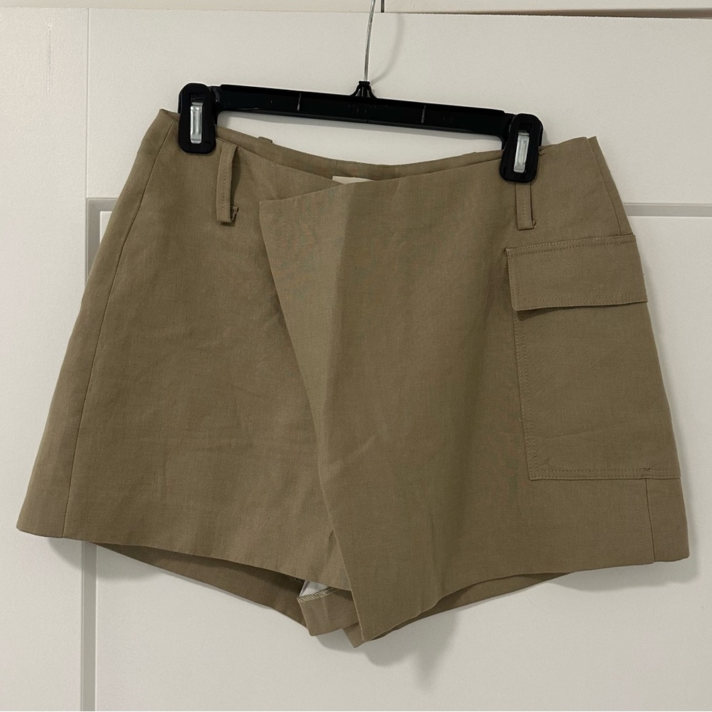 By Anthropologie Linen Utility Mini Skort